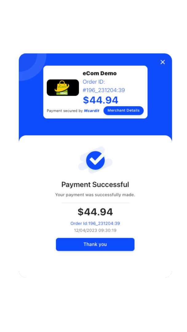 1 click pay screen 2